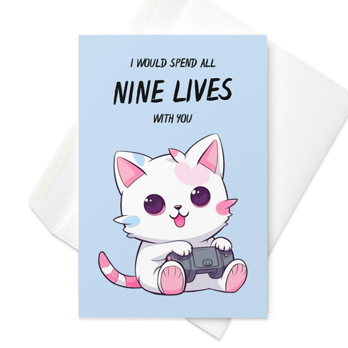 Cute Gamer Cat Valentine's Day Greeting Card